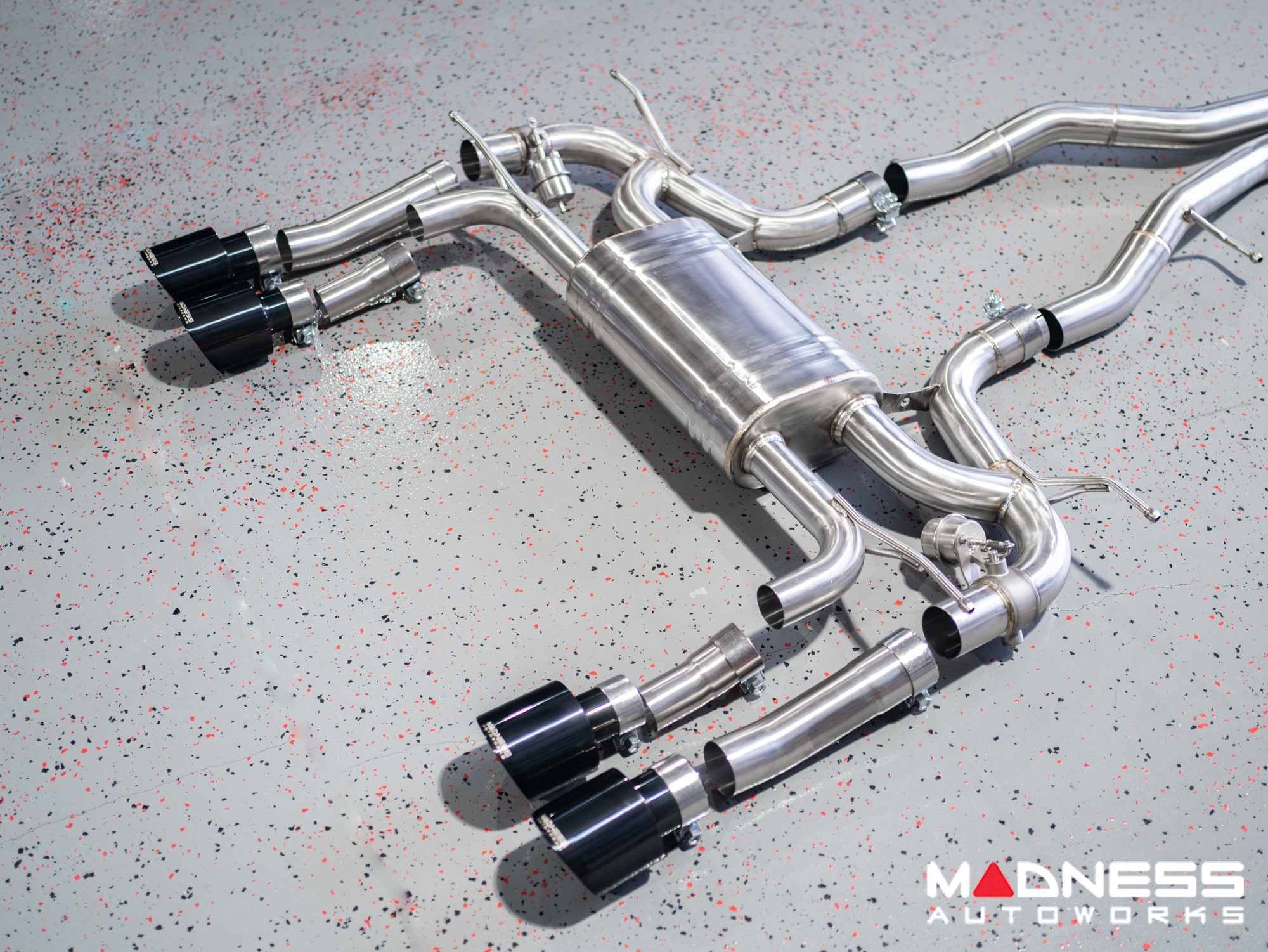 Jaguar F-TYPE Performance Exhaust System - MADNESS - 3.0L V6 - Dual Side Exit - Vacuum Valve Design - Black Chrome Exhaust Tips
